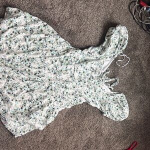 Jessica Simpson Floral Backless Dress - White and Green